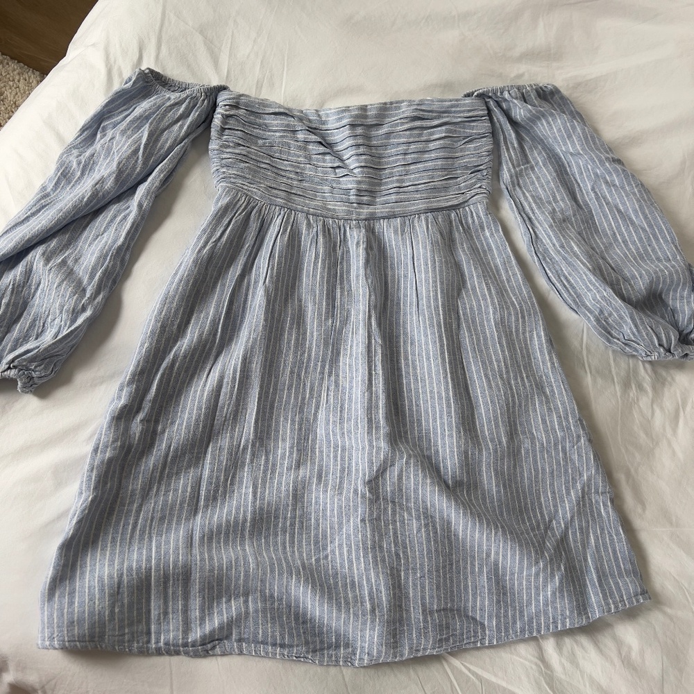 Abercrombie Emerson Linen-Blend Off-The-Shoulder Mini Dress size small tall